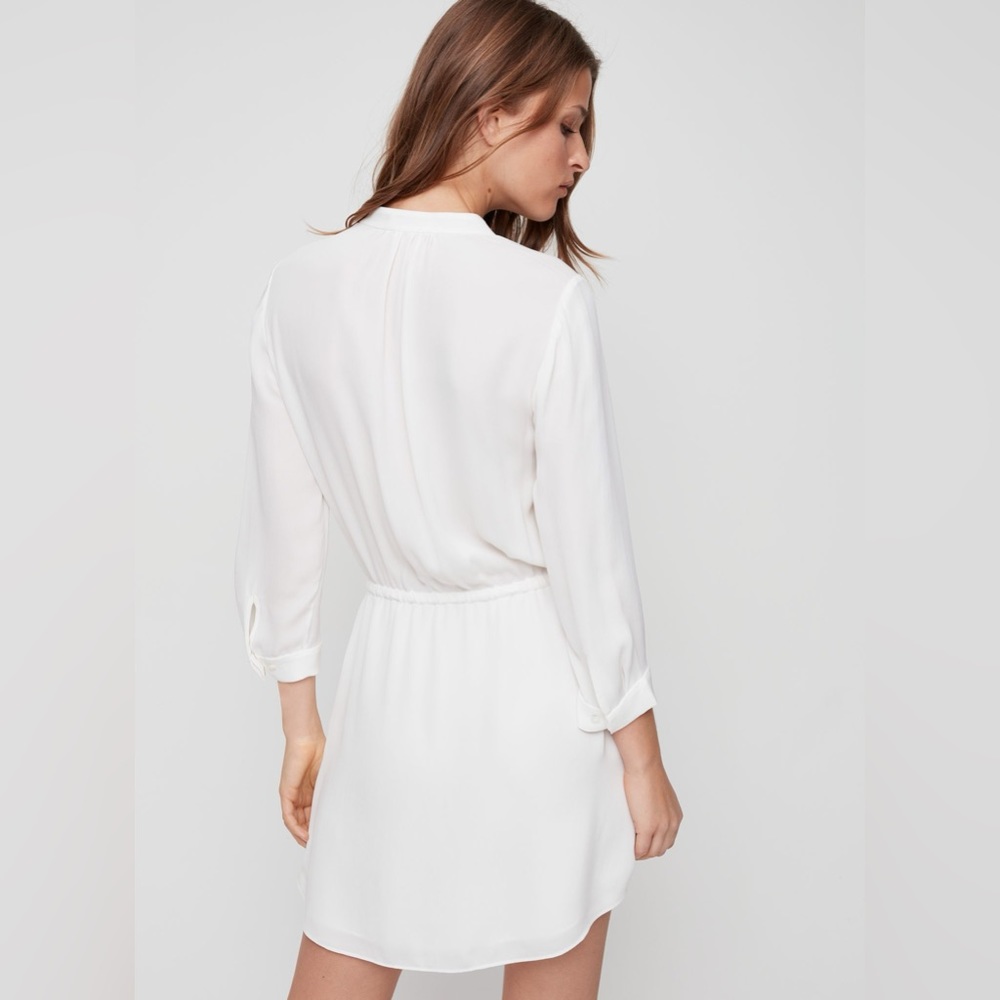 Aritzia Babaton 100% Silk Long Sleeve Bennett Mini Dress in White/Cream Small - Picture 4 of 15